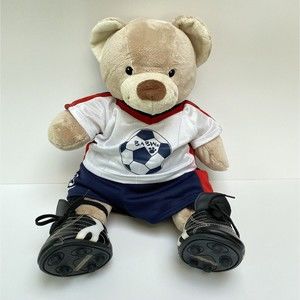 Build A Bear Soccer Player Tan Teddy Bear Cleats Shoes BAB Stuffed Animal 16"